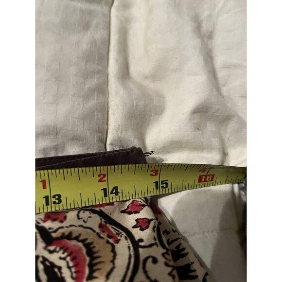 Ann Taylor Loft 100% Silk Size 12 30”Paisley Floral Ruffle Boho Midi Pink Brown - Picture 7 of 14